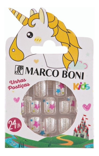 Kit 24 Unhas Postiças Infantil Kids Autocolante Princesa