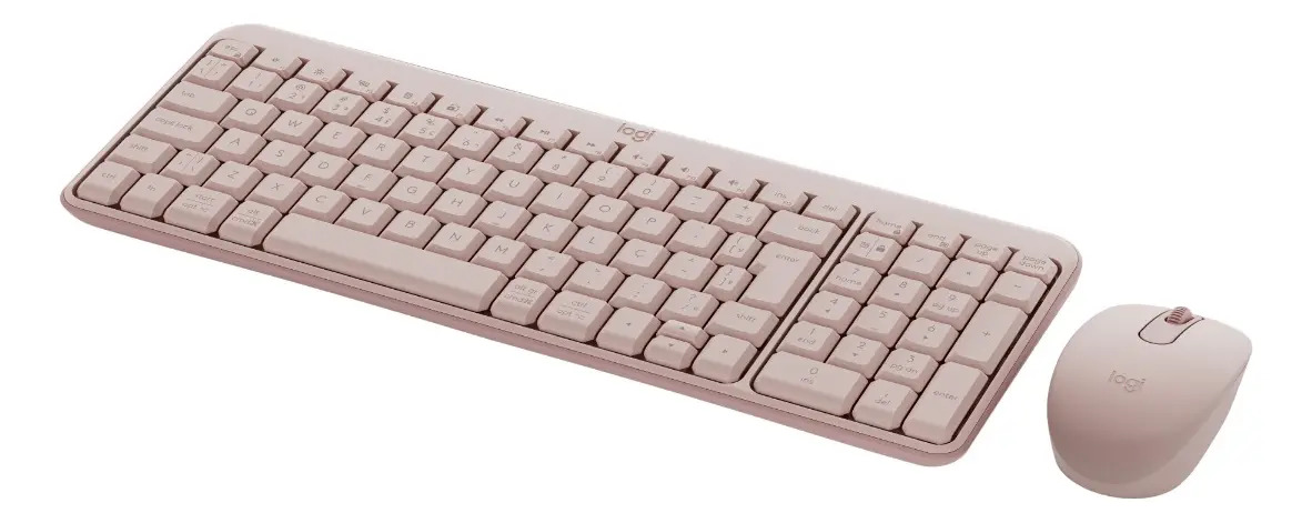 KIT Teclado E Mouse Sem Fio Logitech Mk250 Rosa