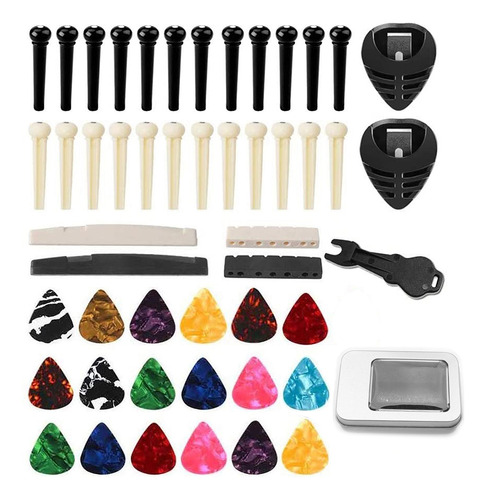 Kit Accesorios Guitarra Folk Acústica: Pasadores Puente.tu