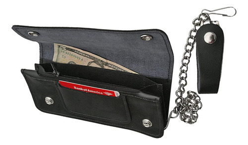 Large Bi-fold Biker Wallet, 8x3.75-inch