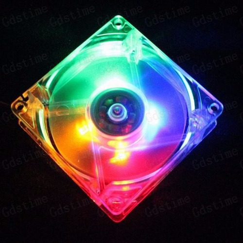 Fan Cooler Transparente 8cm X 8cm Iluminacion Colores