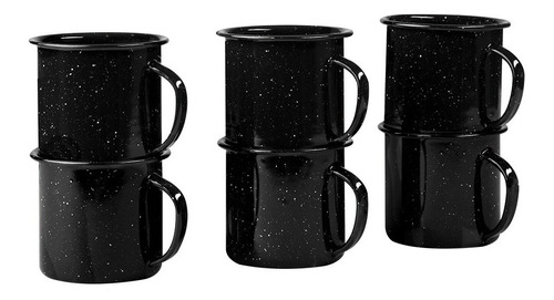 Juego De 6 Tazas Para Café De Peltre Negro Jaspeado Cinsa