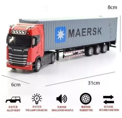 Miniatura Carreta Mercedes Benz Container Escala 1:50 Maersk