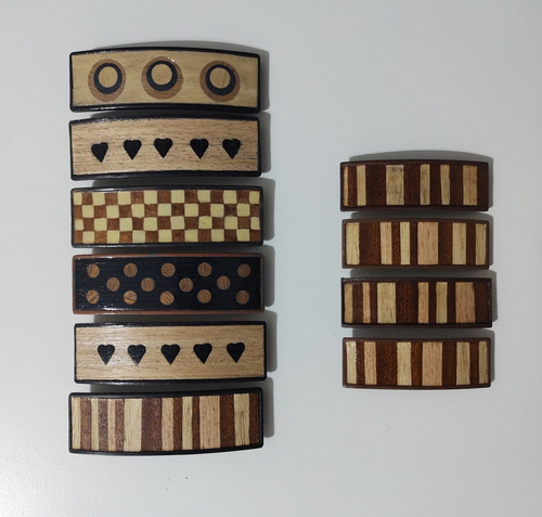 10 Hebillas Para El Pelo Artesanales Marquetería Marrón Claro