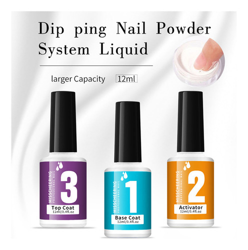 . Kit De Unhas Com Pó Para Imersão: Cola, Base E Acabamento