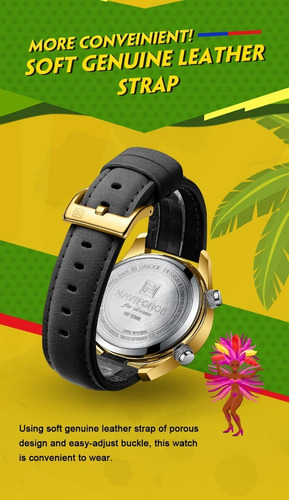 Naviforce Luxury Sport Cronógrafo Relojes De Cuero Para Homb