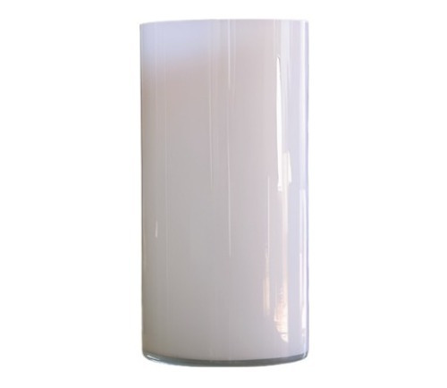 Vaso / Tubo / Cone Em Vidro Redondo Branco Home Grosso Bu124