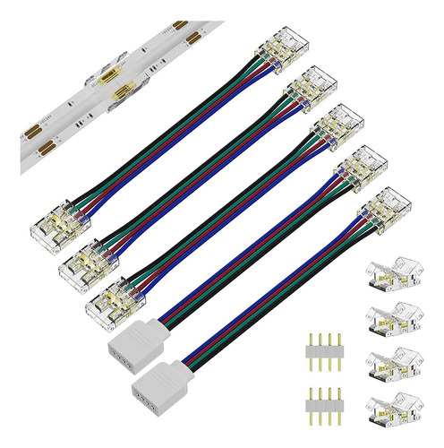 H Conectores De 10 Mm For Luces Led Cob Rgb De 4 Pines, Dos