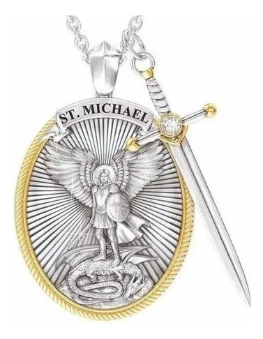 Collar De Cadena Con Medallón De San Miguel Arcángel