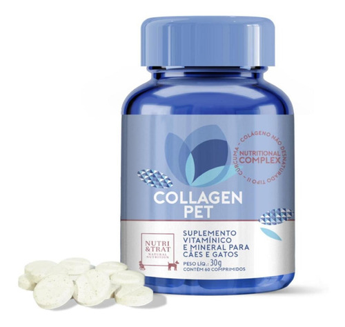 Collagen Pet Suplemento Cães E Gatos 30g Com 60 Comprimidos