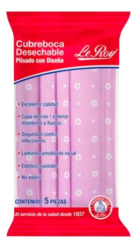 Cubrebocas Des Morado Leroy 5 Piezas