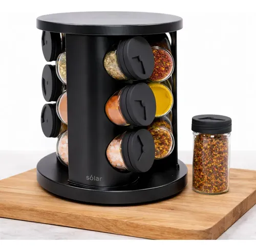 Porta Condimentos Temperos Giratório 9 Potes De Vidro