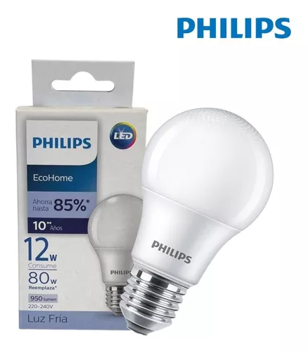 Lámpara Led Bulbo Philips 12w = 80w Cálido/frío- Pack X 10u