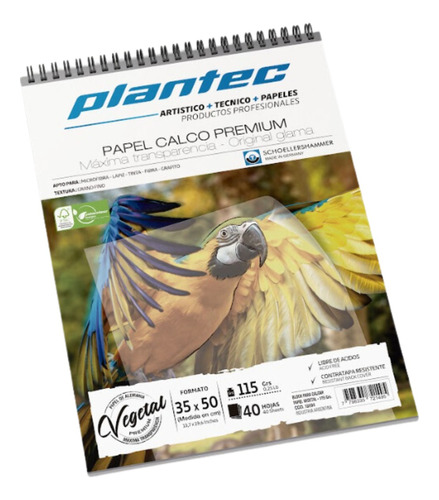 Plantec 31771 Block 35x50 Papel Calco Premium Espiralado 115