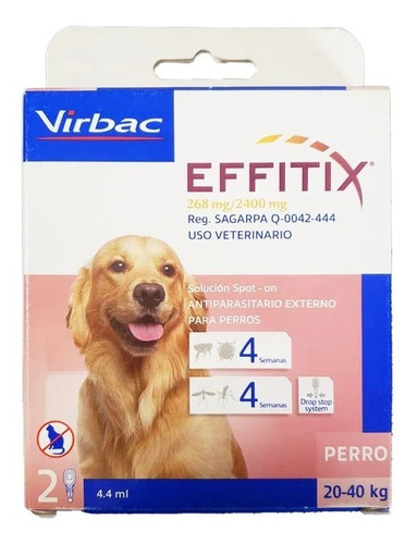 Pipeta Antipulgas Effitix Externo Virbac 20 A 40 Kg X 2 Unid