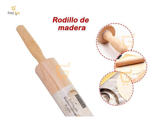 Rodillo Giratorio De Madera Para Panadería Repostería Pizzas