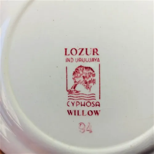 Hermoso Juego De Platos De Postre En Loza Willow Color Rosa. (Usado)