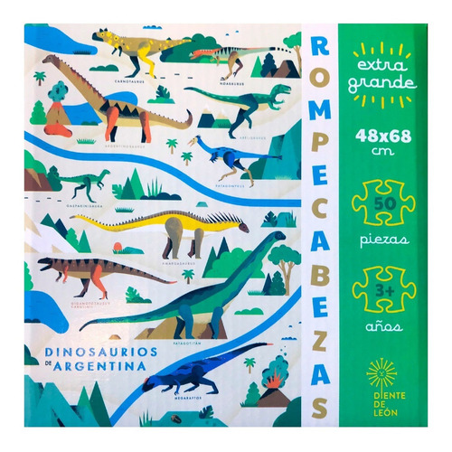 Imagen 7 de 12 de Rompecabezas De Dinosaurios De Argentina. 50 Piezas!