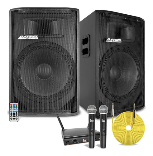 Pastor Caixa Ativa Passiva 15 600w Microfone Dylan + P10 Cor Preto 110v/220v