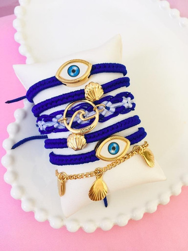 Imagem 3 de 6 de Mix Pulseiras Feminina Olho Grego Praiana