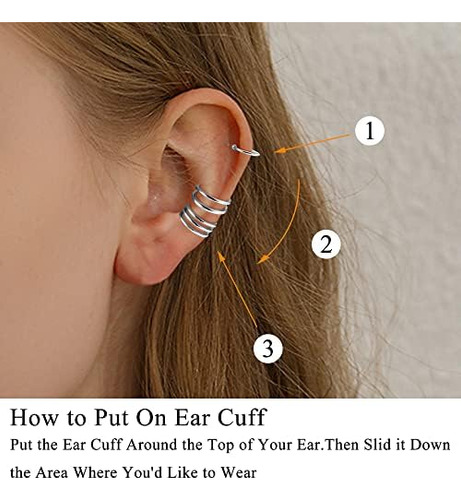 Jstyle 4 Piezas De Plata De Ley 925 Ear Cuff Simple Criss Cr