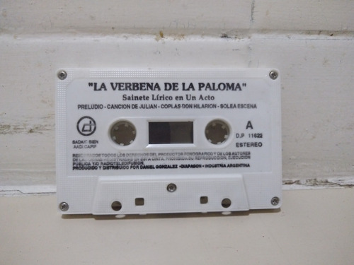 Cassette La Verbena De La Paloma Sainete Lirico Excelente