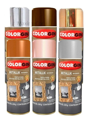 Tinta Spray Metallik Colorgin Efeito Metalizado Várias Cores