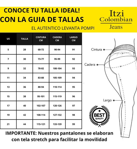 Pantalon Acampanado Colombiano De Dama Con Stretch Itzi 562