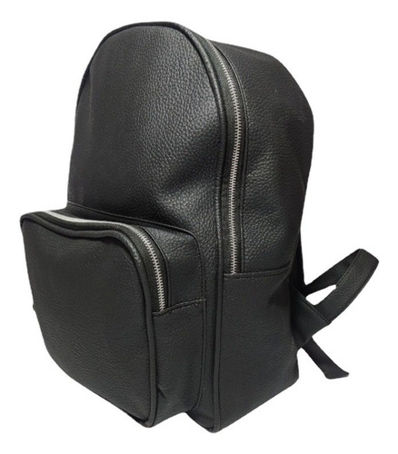 Amplia Grande Mochila Magnus Negra Porta Notebook Eco Cuero 