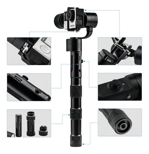 Estabilizador De Câmera Gopro Inteligente Gyro Movie Para He Cor Preto