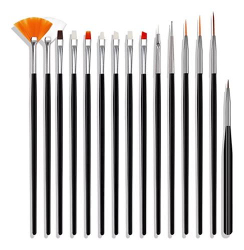 Juego De Pinceles Pintar A Mano Para Nail Art De 15 Piezas