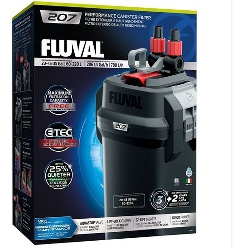 Filtro canister Fluval F207 con capacidad máxima de 220L,