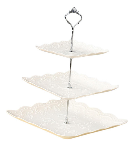 Bandeja De Almacenamiento Torre De Postre Plata 37cm Muti