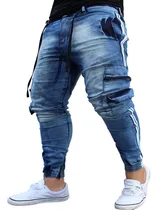 Comprar Calça Jogger Cargo Jeans Azul Cargo Linha Lateral Plus Size