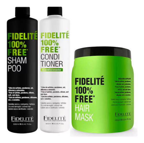 Fidelite Free Shampoo + Acondicionador 900 + Mascara 1000 