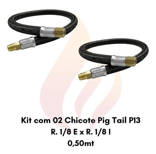Pig Tail P-13 Gás Mangueira Nitrílica - 0,5 Metro R.1/8x1/8