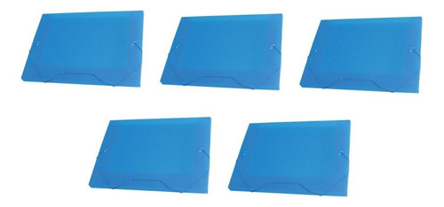 Pasta Com Aba Elástica Ofício 2cm Organizadora C/5 Unidades Cor Azul