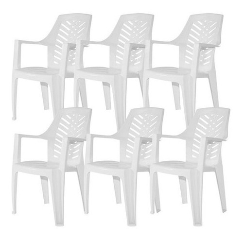 Sillón Silla X 6 Plástico Apilable Alto Marbella Garden Life