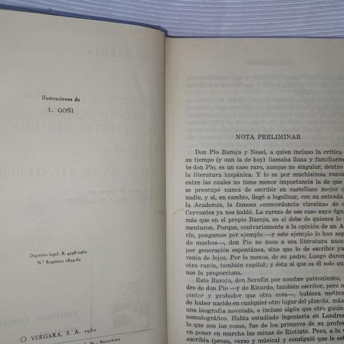 Imagen 5 de 10 de Obras De Pio Baroja Notas Ortega Y Gasset Vergara Ilustrado