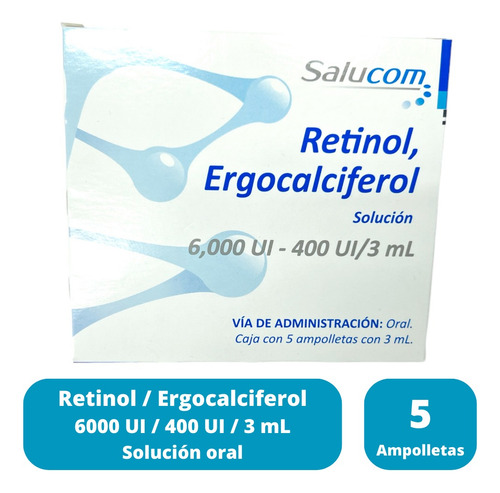Retinol Ergocalciferol 5 Ampolletas Via Oral Con 3 Ml Pisa