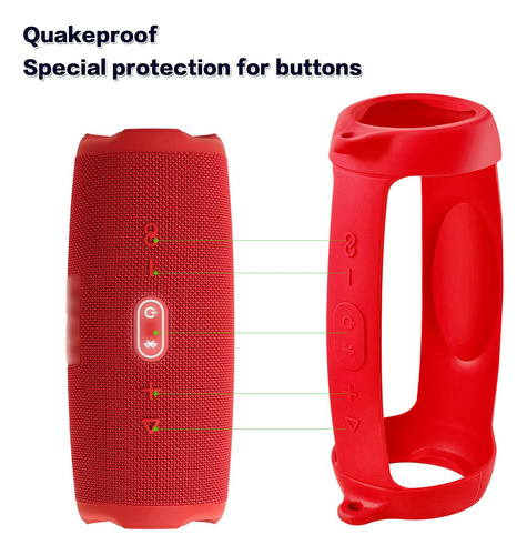 Funda De Silicona Para Jbl Charge 5 Con Correa Color Rojo