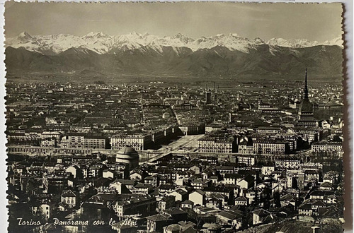 Antigua Postal Blanco Y Negro, Torino Panorama Del Alpi P005