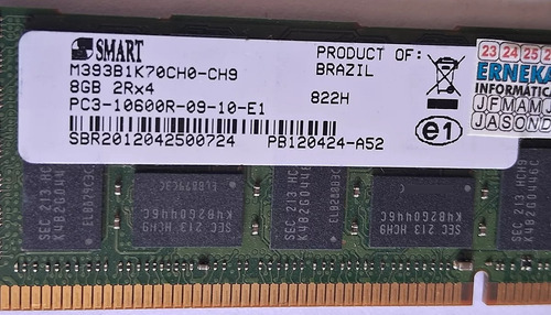 Memória Smart Pc3 10600 8gb 2rx4 - M393b1k70ch0-ch9