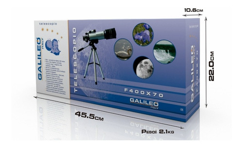 Imagen 3 de 7 de Telescopio Refractor Astroterreste Galileo F400x70