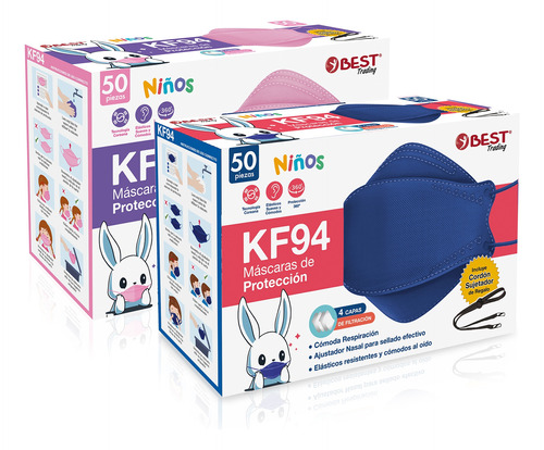 Kf94 Cubrebocas Niños Mascarilla Tecnología De Corea 100 Pzs