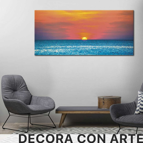 Cuadro Canvas Puesta De Sol Atardecer Sobre El Mar 130x60