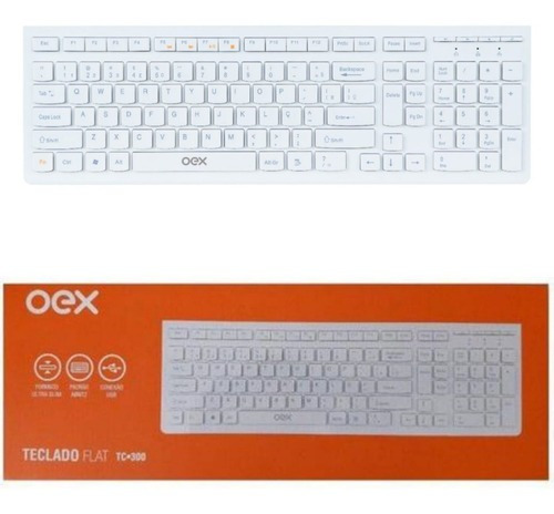 Teclado Usb Ergonômico Notebook E Pc Oex Tc300 Branco Idioma Português Brasil