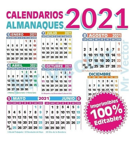 S Calendarios Almanaques Vectorizados 100% Editables
