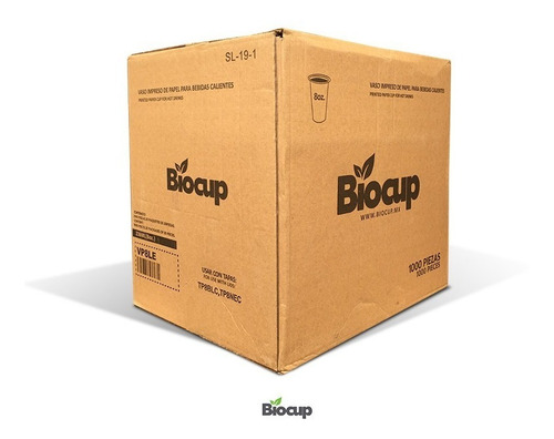 Vaso Ecológico De Papel 8 Oz Letras Biocup, Reciclable 100%