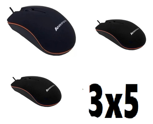 Imagen 3 de 4 de Mouse Usb Optico Lenovo Pc Laptop Ergonomico Raton 3botones